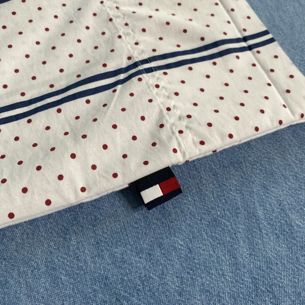 2-Tommy Hilfiger Blue Stipes Red Dots Cotton /Poly Blend Standard Pillowcases